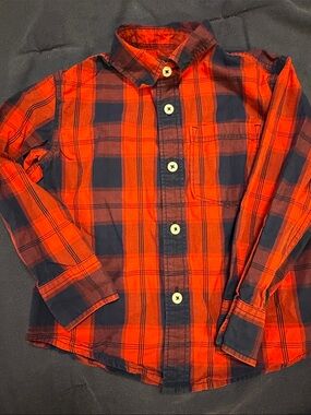 Nordstrom Red & Navy Plaid Button-Down Shirt for Kids